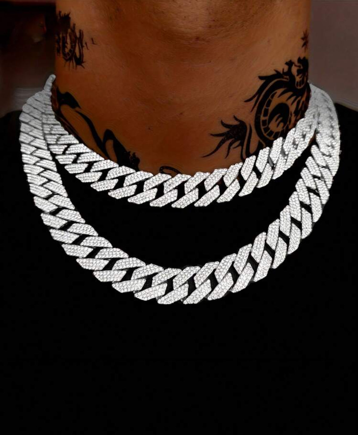 Iced out Chain and Bracelet Set (Silver)