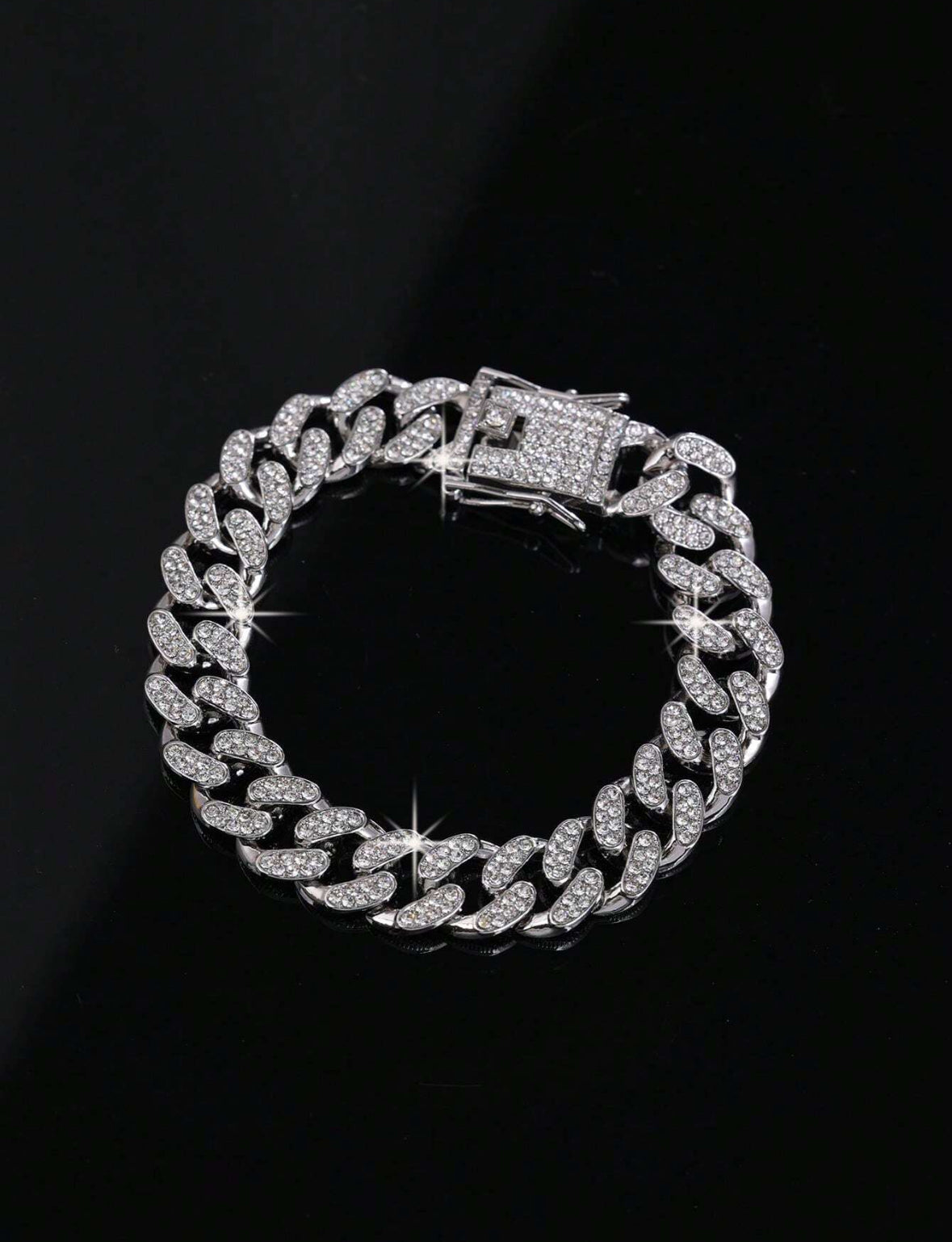 Iced out Chain and Bracelet Set (Silver)