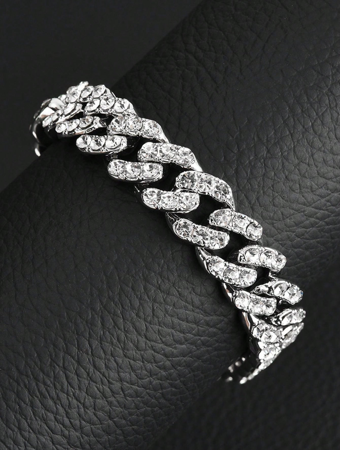 Iced out Chain and Bracelet Set (Silver)