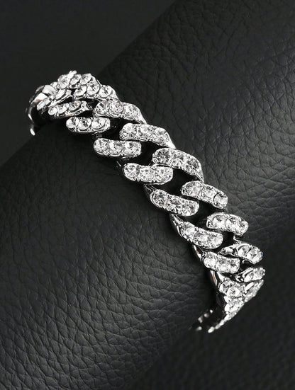 Iced out Chain and Bracelet Set (Silver)